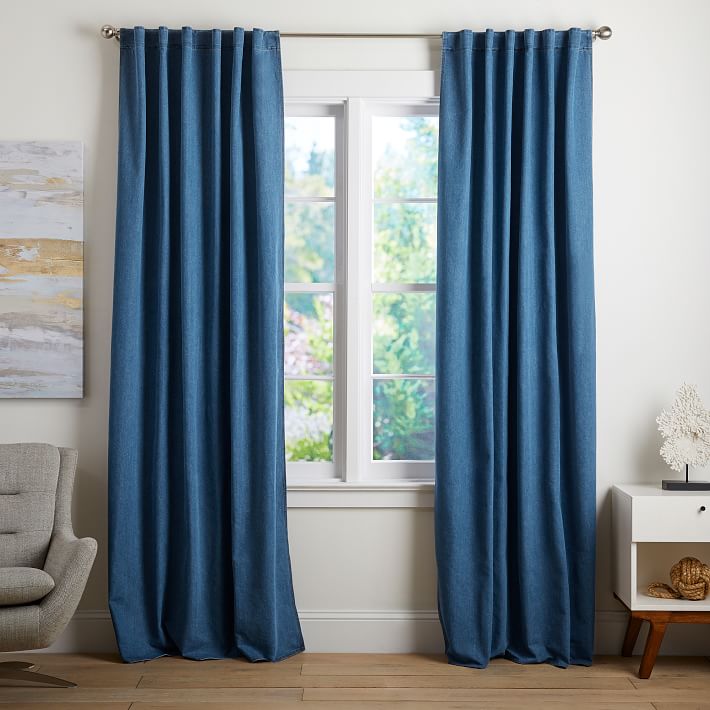 Grayson Denim Curtain Set Pottery Barn Teen