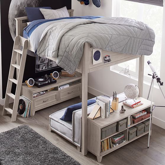 Hampton Loft Bed With Couch Bookcase, Queen Bunk Bed With Couch Underneath