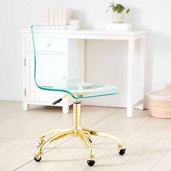 Mint Acrylic Swivel Desk Chair, Clear Vanity Swivel Chair