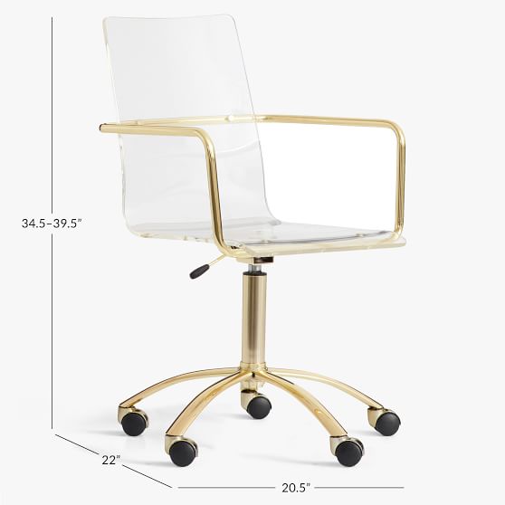 Lucite Desk Chair With Wheels Flash, Clear Office Chair On Wheels