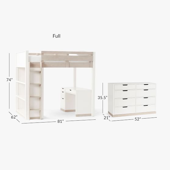 Rhys Loft Bed With Desk Dresser, Bunk With Desk And Dresser