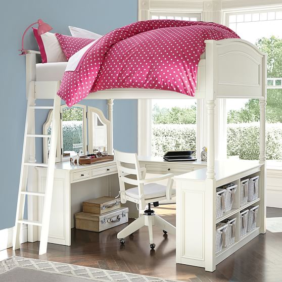 Chelsea Vanity Loft Bed Pottery Barn Teen, Girls Loft Bed With A Desk And Vanity