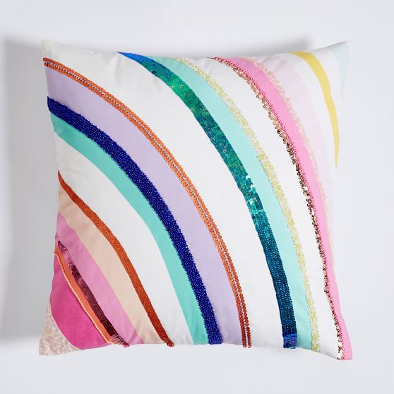 rainbow sequin pillow