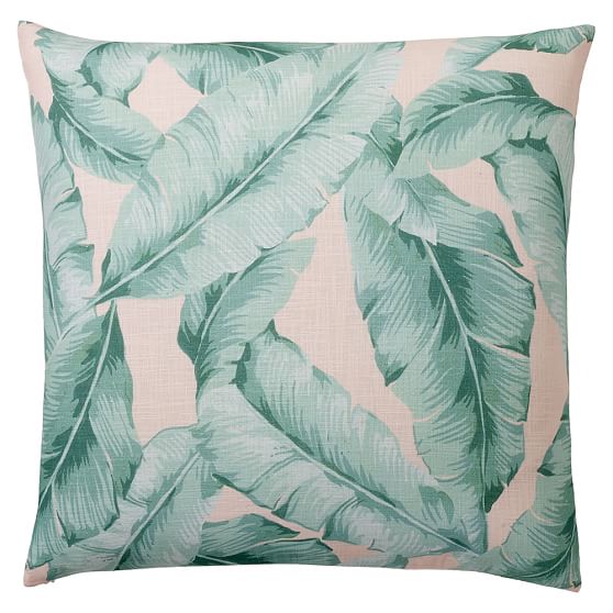 Pottery Barn Westwood Bolster Bed Pillow Cover Sham Vintage Tropical Palm Trees 