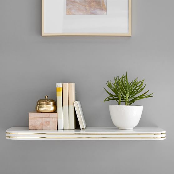 Gold Inlay Floating Shelf Pottery, Gold Hanging Shelves