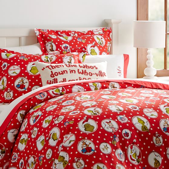The Grinch Girls Flannel Duvet Cover, Grinch Twin Bed Sheets