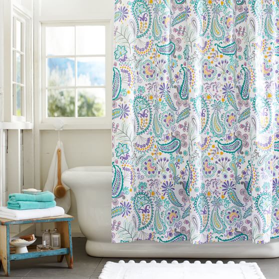 Swirly Paisley Teen Shower Curtain, Pottery Barn Teen Shower Curtain