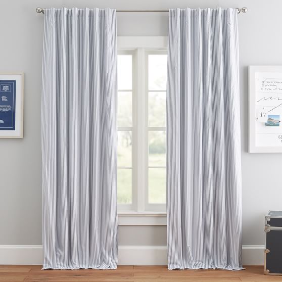 Simple Ticking Stripe Blackout Curtain, Pottery Barn Ticking Stripe Shower Curtain