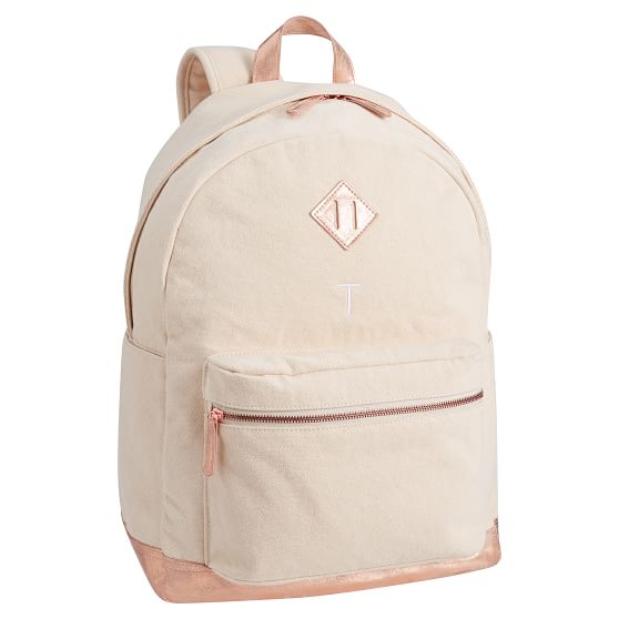 rose gold metallic backpack
