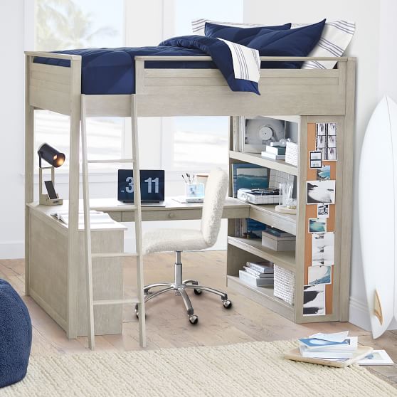 Sleep Study Loft Bed Pottery Barn Teen, Twin Loft Bunk Bed With Futon Chair Desk