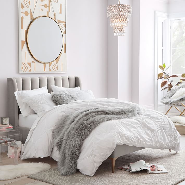 Avalon Channel Stitch Upholstered Bed Teen Bed Pottery Barn Teen