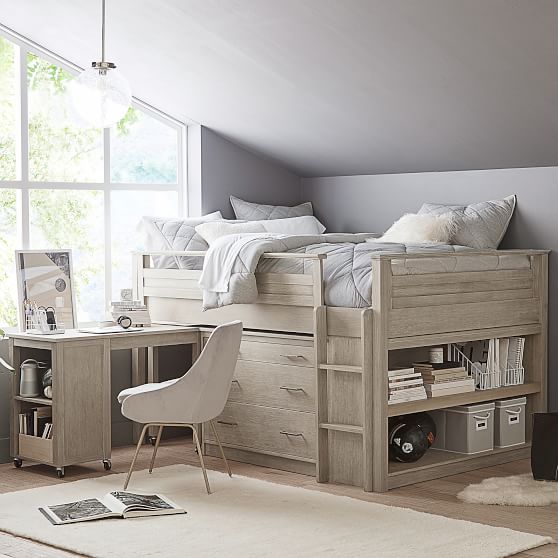 full bed with desk attached