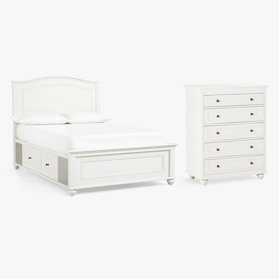 Chelsea Storage Bed 5 Drawer Tall, Simply Shabby Chic White Dresser