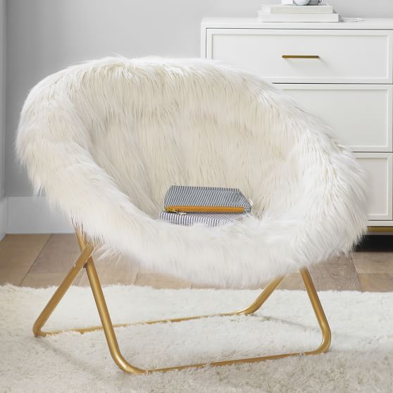Himalayan Ivory Faux Fur Hang A Round, Faux Fur Hang Around Chair Cover