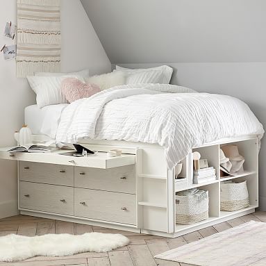captains bed twin white