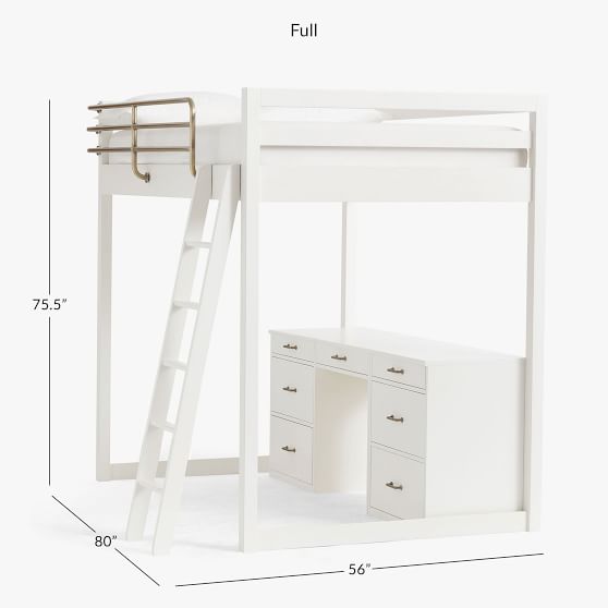 Waverly Loft Bed With Desk Storage, Loft Bed With Desk And Shelf