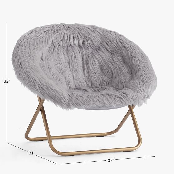 Himalayan Gray Faux Fur Hang A Round Chair Pottery Barn Teen Himalayan Gray Faux Fur Hang A Round, Faux Fur Hang Around Chair Cover