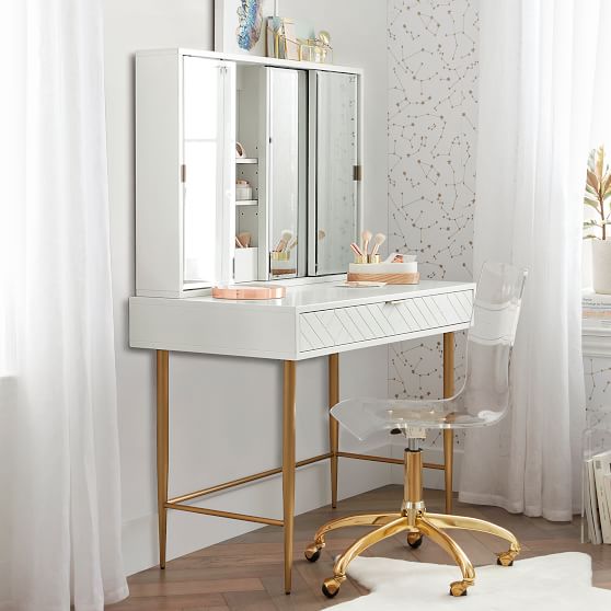 Small Space Vanity Desk Pottery Barn Teen, Small Vanity Set Without Mirror