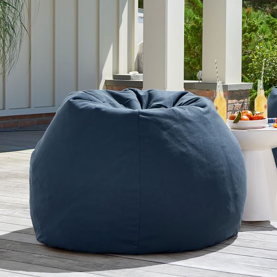 Canvada Ink Blue Indoor Outdoor Bean, Indoor Outdoor Bean Bag Chairs