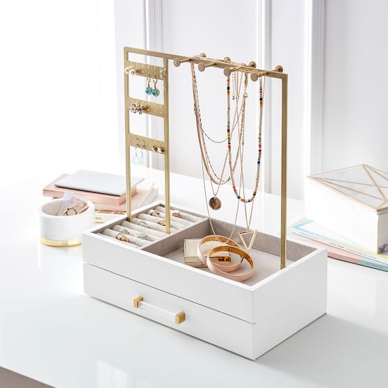 Pottery Barn Teen Medium Capiz Shell Jewelry Necklace Bracelet Storage Box 