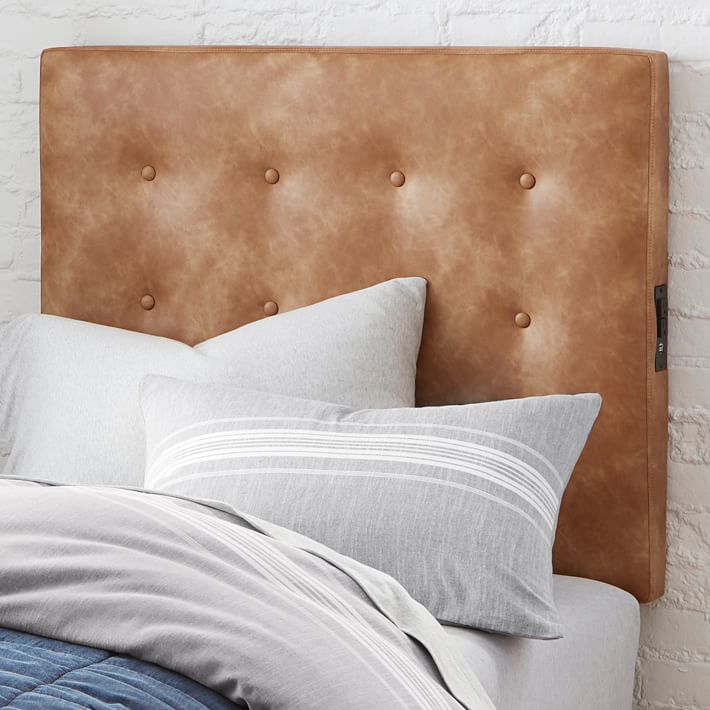 Vegan Leather Tufted Smart Faux, Leather Upholstered Headboard Full