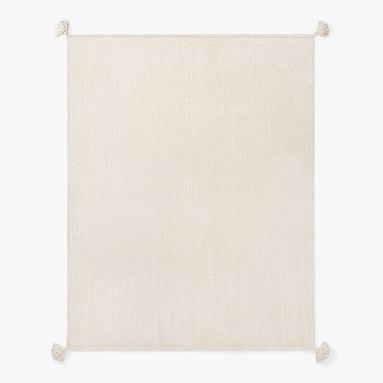 Chenille Chunky Tassel Bed Blanket,Single/Single XL, Ivory
