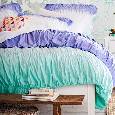 surf dip dye ruched duvet cover