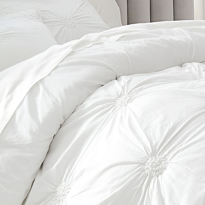 Details about   Pottery Barn Ruched Rosette Sham Standard Bright White #9886 