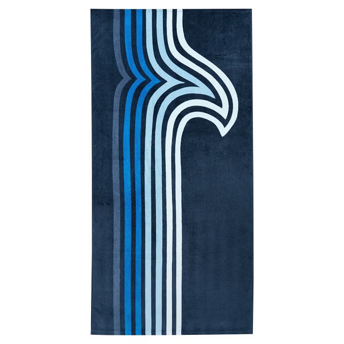 Navy Wave Stripe Beach Towel