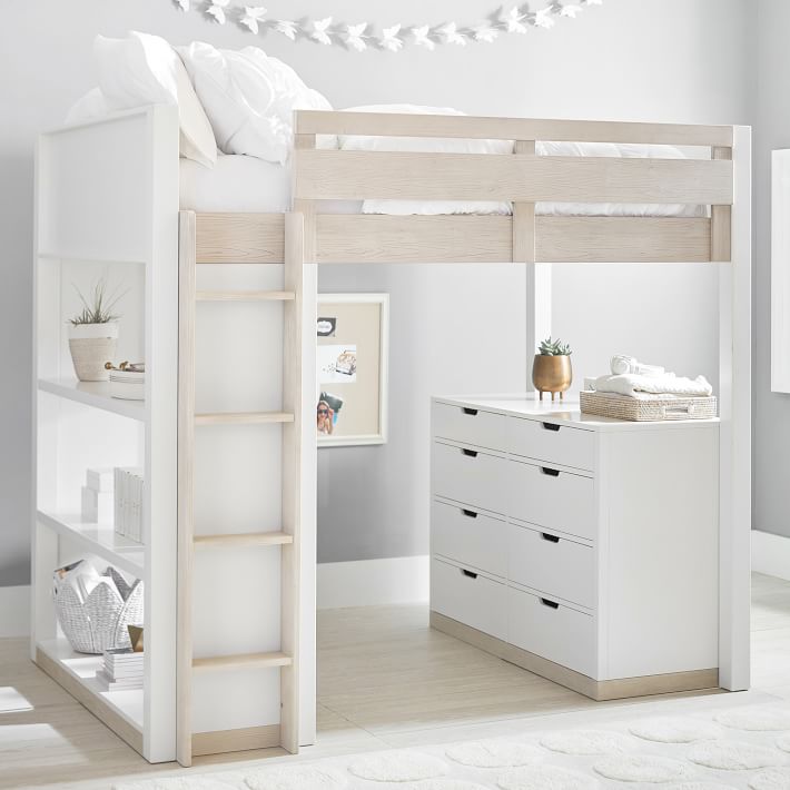 Rhys Loft Bed With Dresser Set, Low Loft Bed With Dresser Underneath