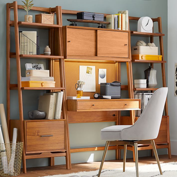 west elm x pbt Mid-Century 82" Smart Wall Desk & Bookshelf Set ...