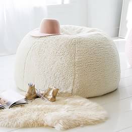 Pottery Barn Teen Large Iced Faux-Fur Beanbag Quarry Gray NEW
