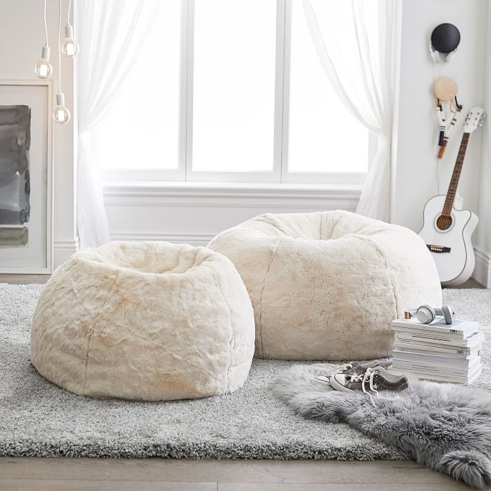 Long Hair Woolly Style Faux Fur Beanbag Living Room Bedroom Chair Cover 
