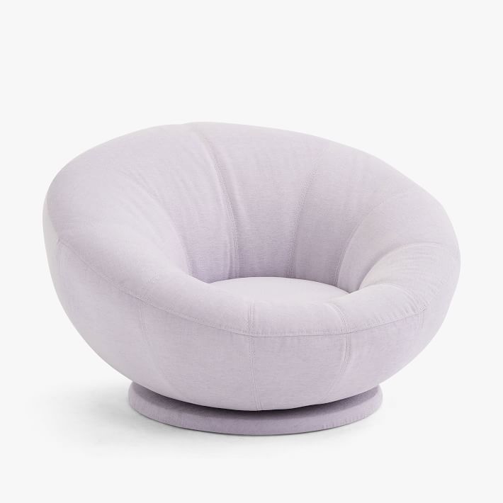 Chenille Washed Lilac Groovy Swivel Chair
