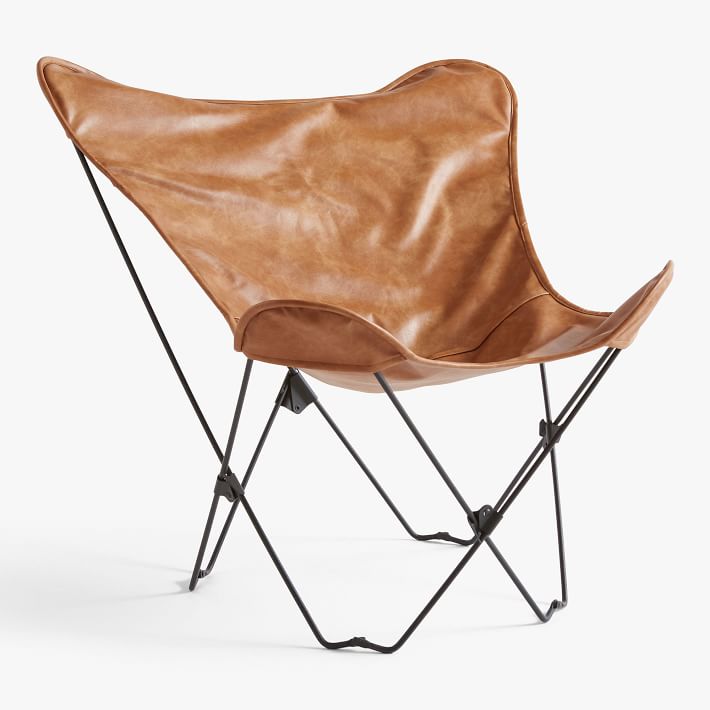 Vegan Leather Caramel Butterfly Chair
