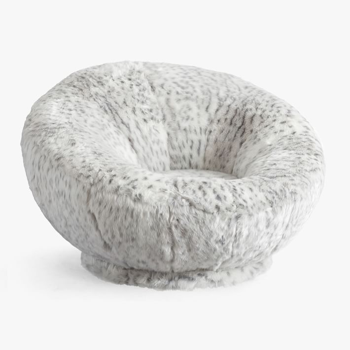 Grey Leopard Faux-Fur Groovy Swivel Chair