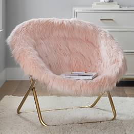 Himalayan Faux-Fur Blush Hang-A-Round Chair