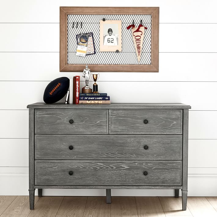 Fairfax 4 Drawer Wide Dresser Smoked Charcoal, Pottery Barn Farmhouse Dresser Drawer Removal