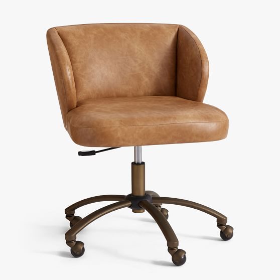 brown leather swivel desk chair