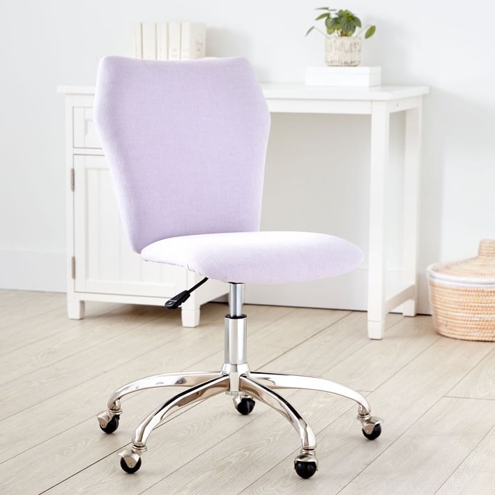 Chenille Plain Weave Airgo Swivel Desk, Purple Swivel Desk Chair