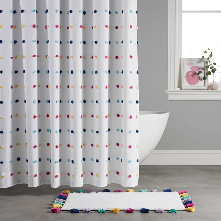 Tufted Dot Shower Curtain Pottery, Dot Shower Curtain Colorful