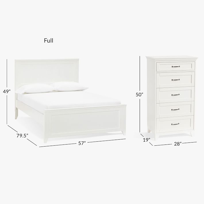 Hampton Classic Bed 5 Drawer Tall, White 5 Drawer Dresser And Nightstand Set