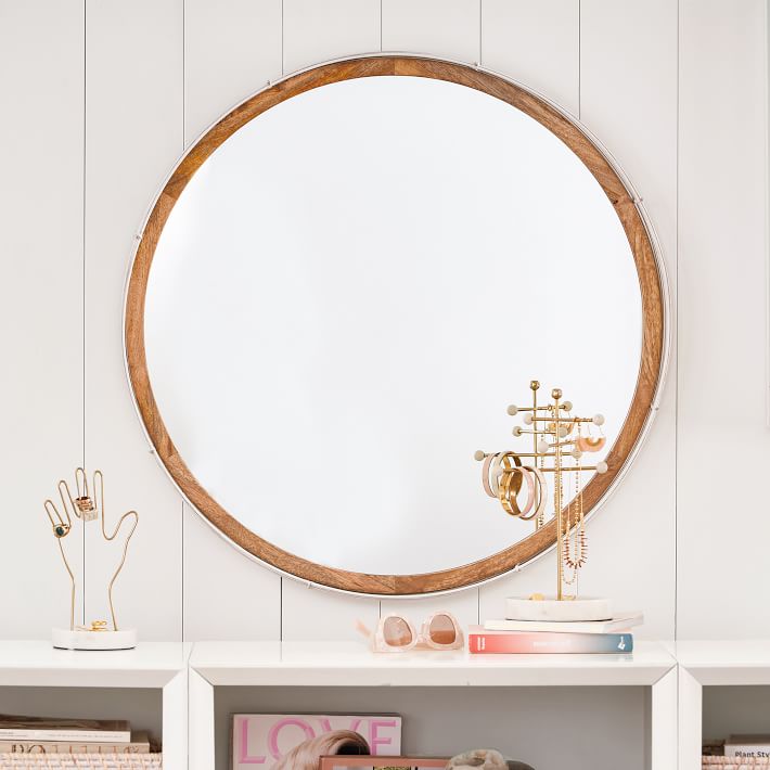 White Rattan Circle Mirror