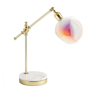 Marble Base Task Lamp, Iridescent Gold