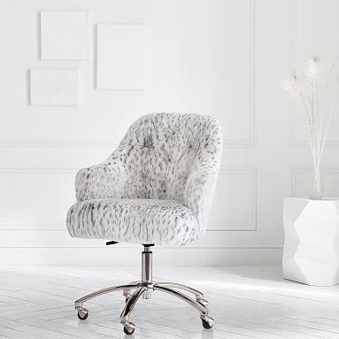 grey faux fur desk chair