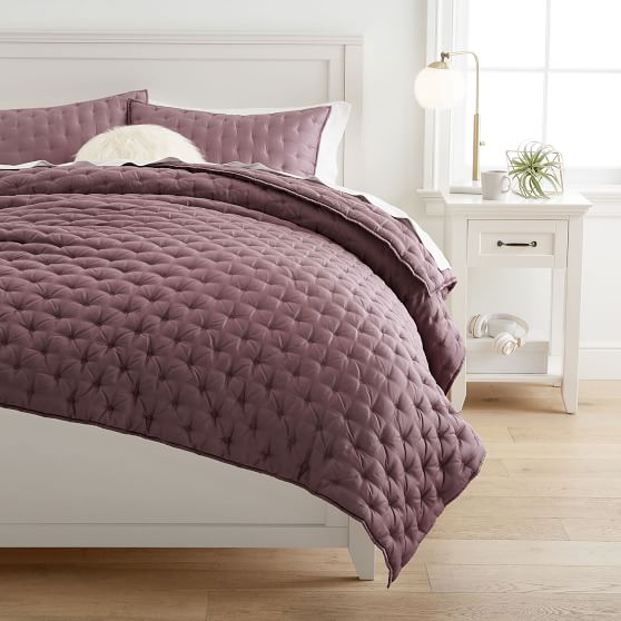 Pottery Barn Teen Dottie Quilted Bed Dorm Pillow Sham Purple Pool Euro Square 
