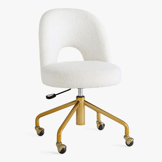 white plush desk chair