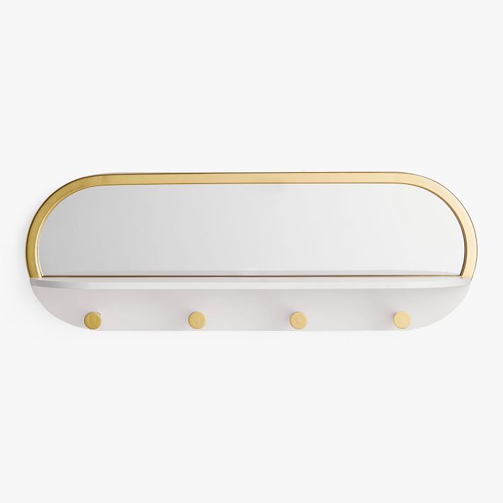 Glam Mirror With Ledge And Hooks