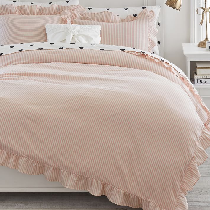 emily and meritt ruffle stripe duvet