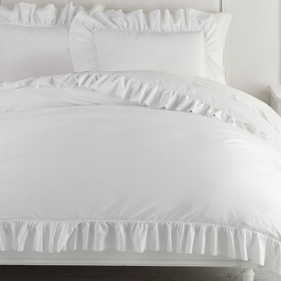 washed cotton ruffle organic duvet cover